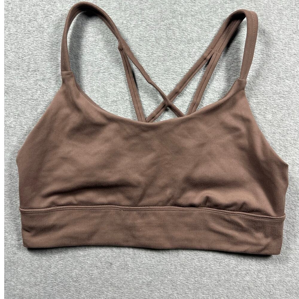 Athletic Sports Bra Women's Chest SZ 30 Brown Scoop Neck Criss Cross Strap Back